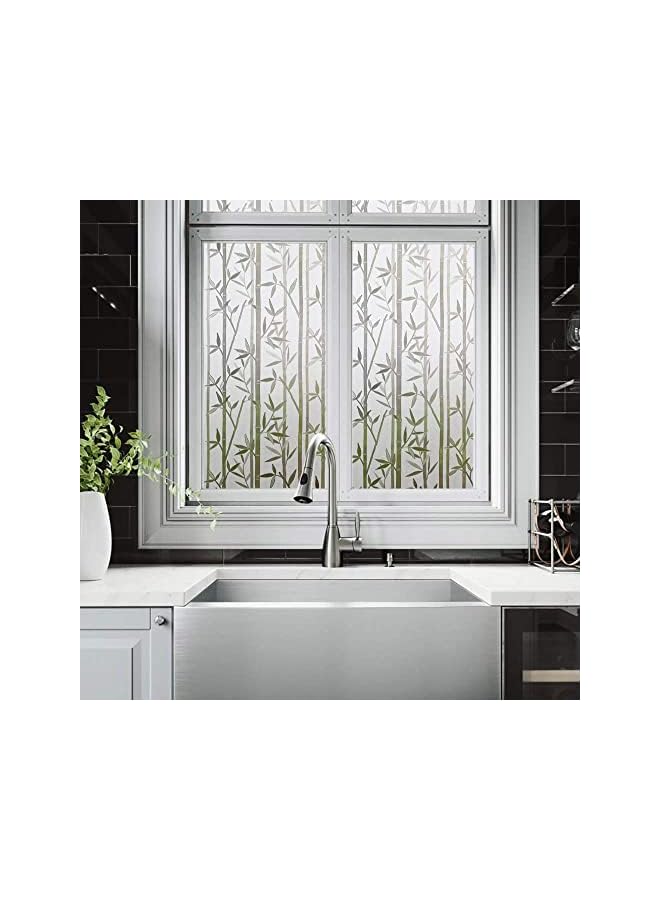 The Bros Window Frosting Film, Privacy Frosted Self- Adhesive Opaque Static Glass Window Film Clings Removable Anti-UV Bamboo Cling Pattern Film for Home Office Store Decoration (45 x 200cm) - Image 3