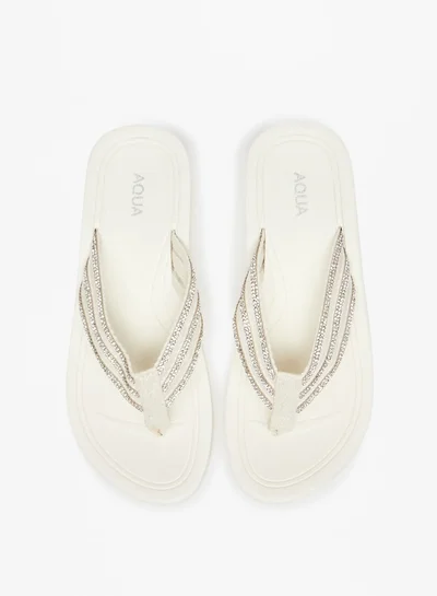 Aqua Women's Embellished Thong Slippers