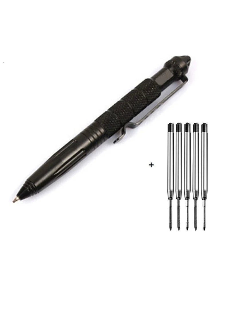 AROAQ Tactical Survival Pen, Mini Pocket Anti Skid Signature Personal Pen, Glass Breaker Self Defense Multi Functional Practical Pen, Durable And Portable Camping Tool, (1pc, Black) - Image 1