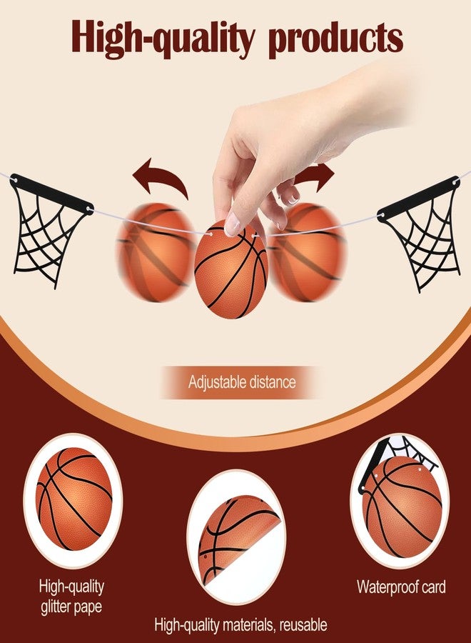 MBAIYO 4 Pack Basketball Party Decorations, Basketball Hanging Banner Set for Party Banners Basketballs Hoop Garland Sports Theme Birthday Decor for Men Slam Game Parties Supplies - Image 3