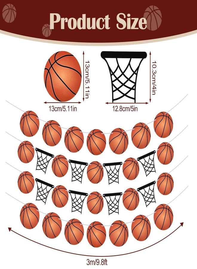 MBAIYO 4 Pack Basketball Party Decorations, Basketball Hanging Banner Set for Party Banners Basketballs Hoop Garland Sports Theme Birthday Decor for Men Slam Game Parties Supplies - Image 2