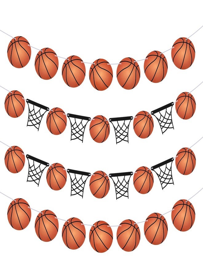 MBAIYO 4 Pack Basketball Party Decorations, Basketball Hanging Banner Set for Party Banners Basketballs Hoop Garland Sports Theme Birthday Decor for Men Slam Game Parties Supplies - Image 1