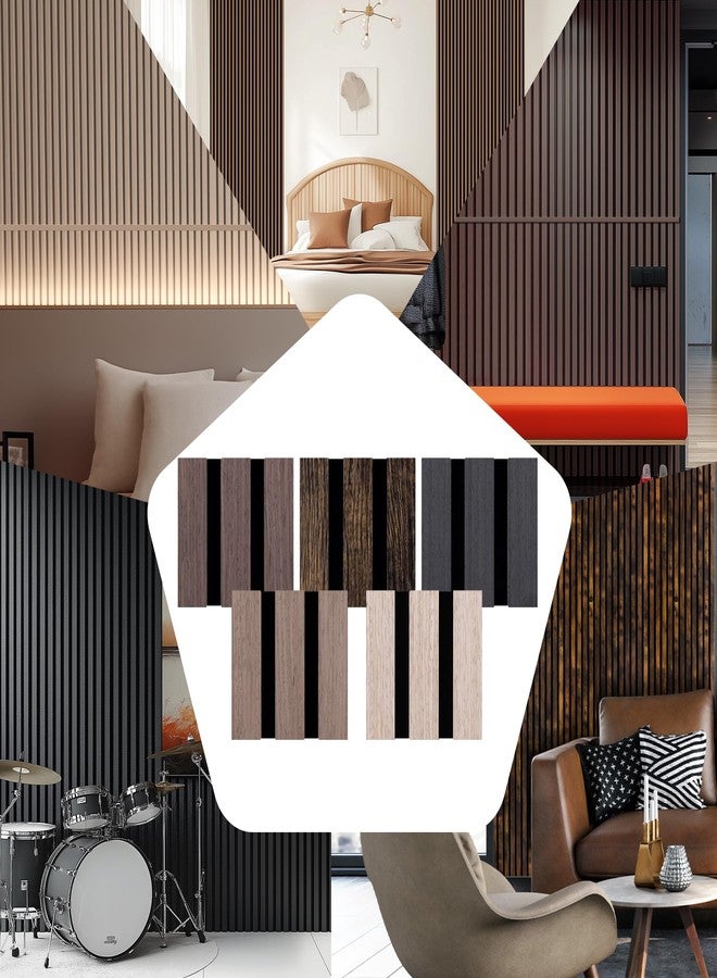 Mollywell Wood Panels for Wall, Time-Saving Installation, Versatile Wood Slat Wall Decor, Enhanced Acoustic & Sound Proof Fluted Design for Home & Office, Sample Pack, 4.2x3.9 Inch - Image 1