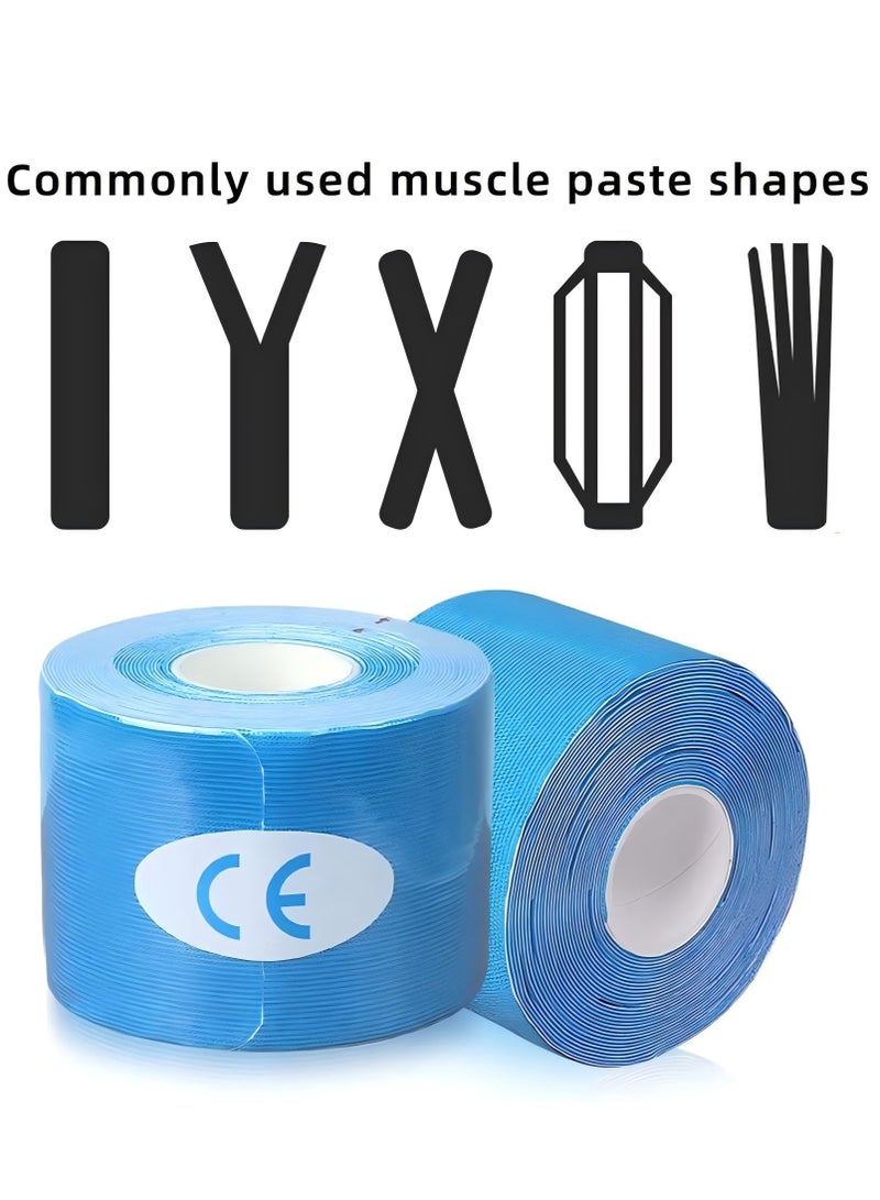 YIQUAN Kinesiology Tape, 1 roll of 5 meters of breathable cotton sports tape for ankle, knee pain, elbow and shoulder muscles, (blue)  - Image 2