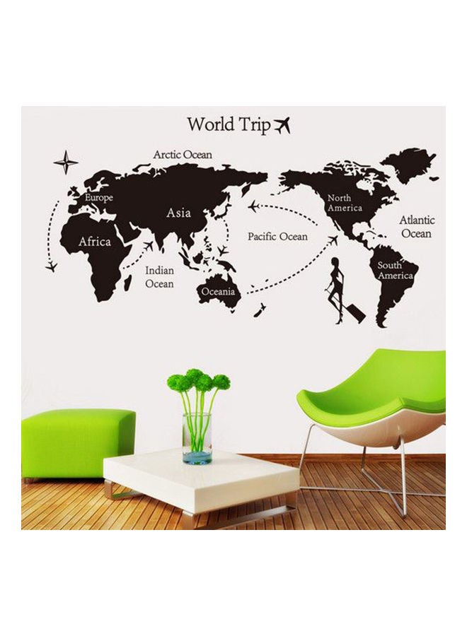 إسكدنيا ملصق جداري برسمة خريطة العالم أسود/ أبيض - Image 2