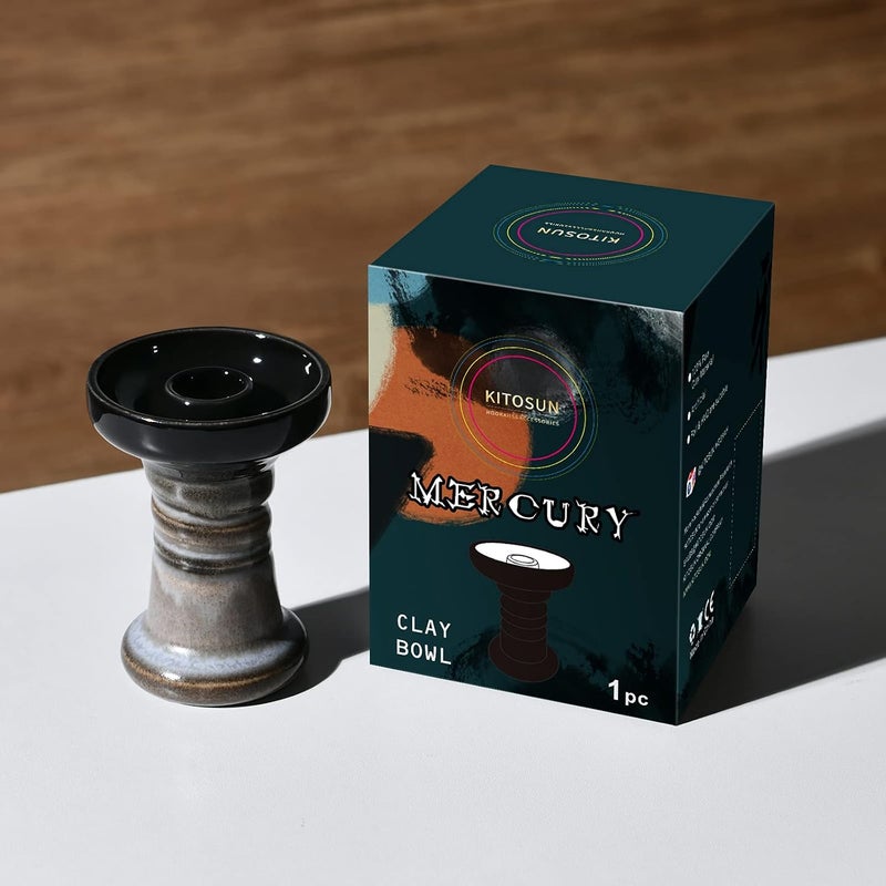 KITOSUN Hookah Bowl Phunnel Shisha Bowl - Clay Hookah Head with Glaze for Dark Leaf Black Shisha Flavors Such as Tangiers,Lavoo,Darkside 10-13 Grams 1 Hour Hookah Smoking Session (Mercury-White&Black) - Image 5
