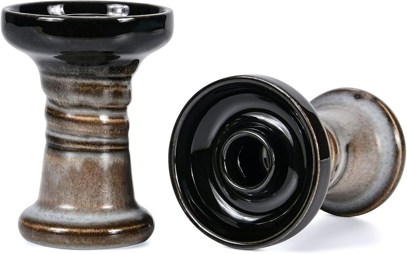 KITOSUN Hookah Bowl Phunnel Shisha Bowl - Clay Hookah Head with Glaze for Dark Leaf Black Shisha Flavors Such as Tangiers,Lavoo,Darkside 10-13 Grams 1 Hour Hookah Smoking Session (Mercury-White&Black) - Image 1