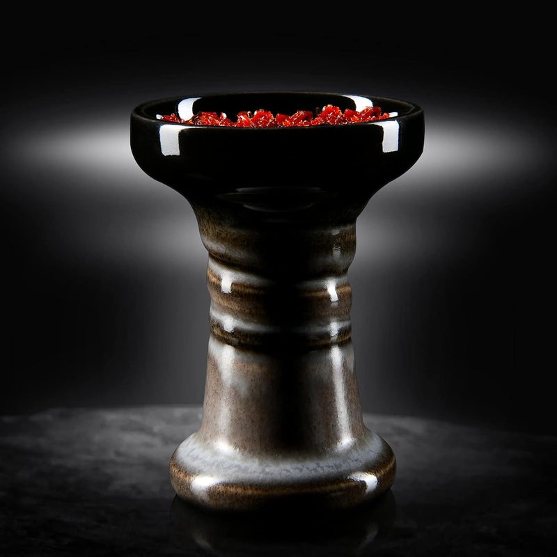 KITOSUN Hookah Bowl Phunnel Shisha Bowl - Clay Hookah Head with Glaze for Dark Leaf Black Shisha Flavors Such as Tangiers,Lavoo,Darkside 10-13 Grams 1 Hour Hookah Smoking Session (Mercury-White&Black) - Image 4