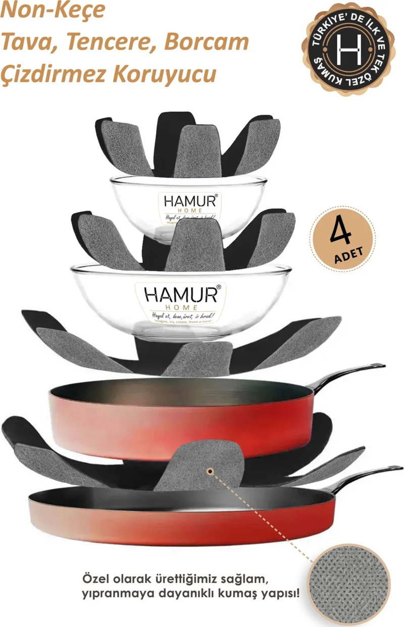 هامور Dough Pot Pan Borcam Protector Non-Scratch Non Felt Set of 4 Scratch and Impact Resistant Protection
