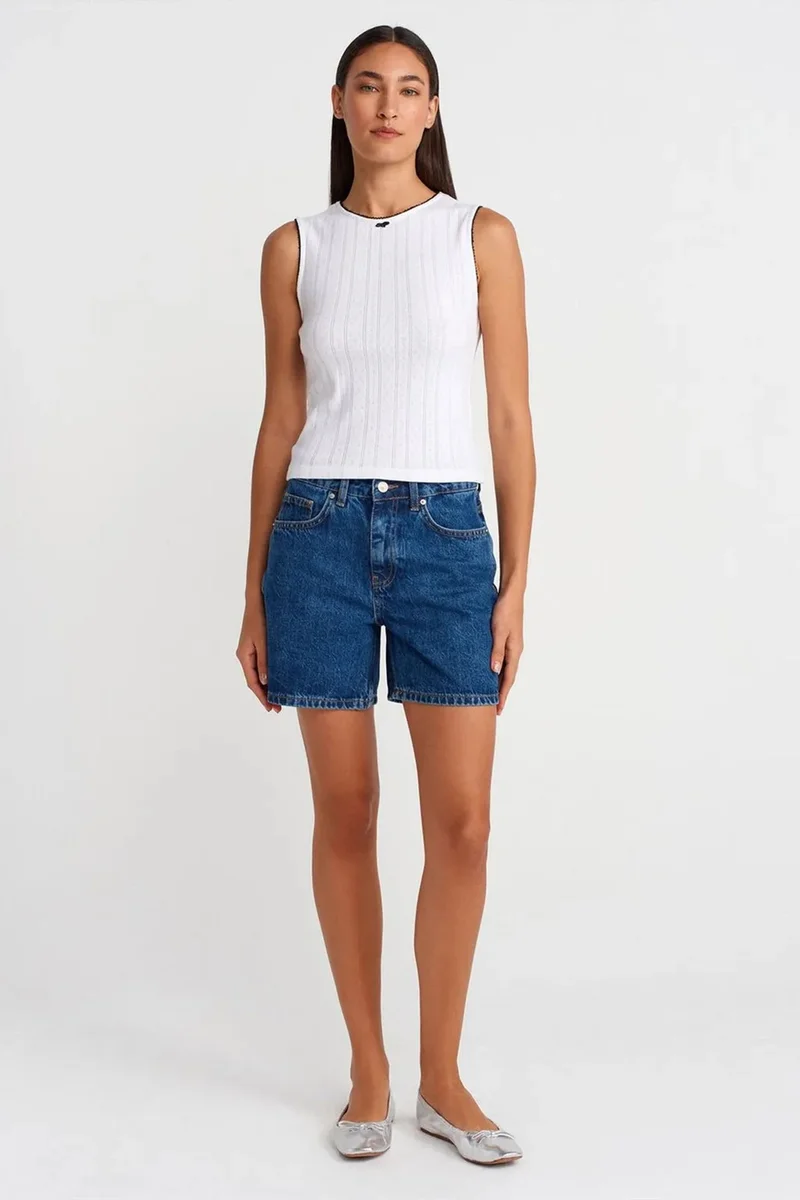 Dilvin White DILVIN Women's Sleeveless Ribbed Cotton Vest for Women | Best Price UAE