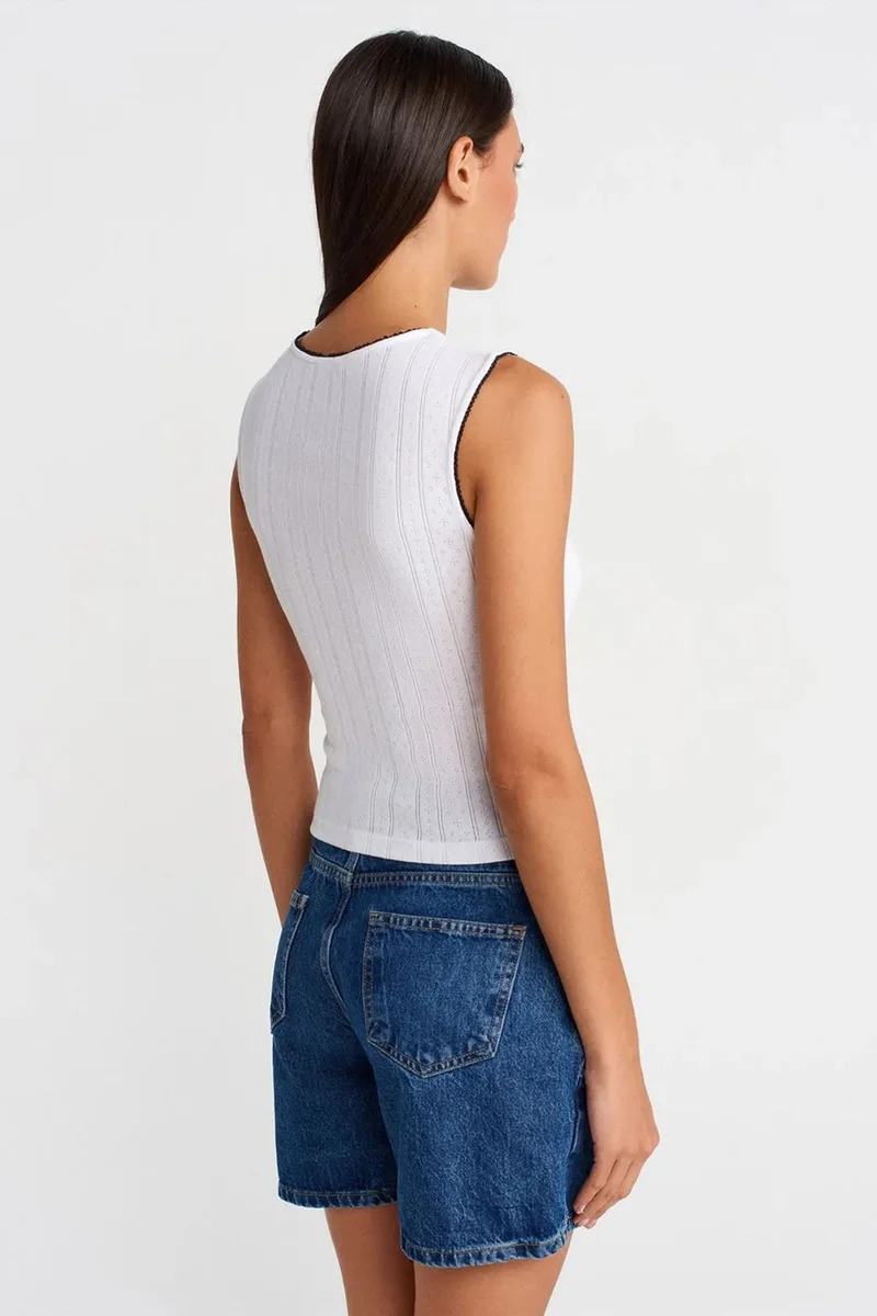 Dilvin White DILVIN Women's Sleeveless Ribbed Cotton Vest for Women | Best Price UAE