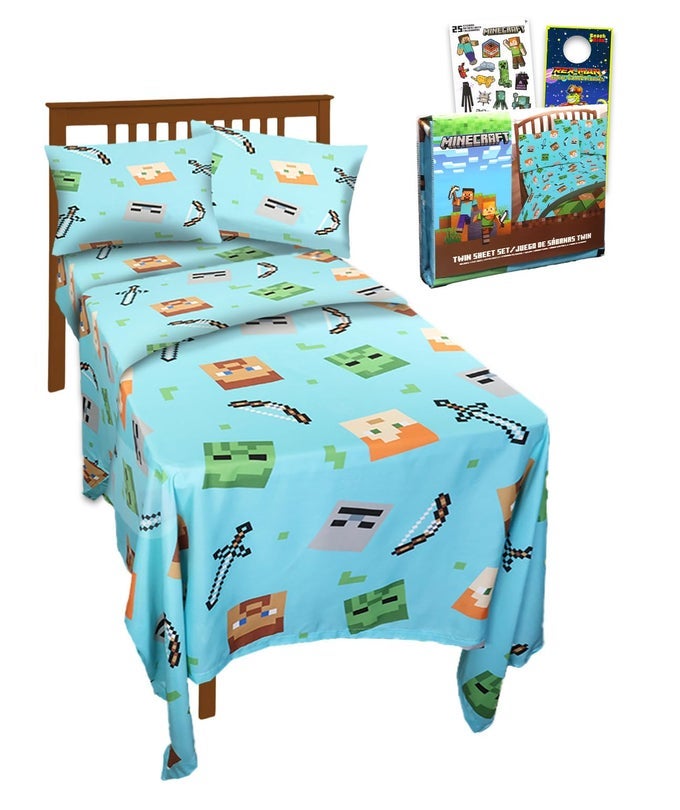 TWIN BEDDING SET BUNDLE INCLUDES SHEETS PILLOWCASE PLUS STICKERS MORE BEDROOM DECOR
