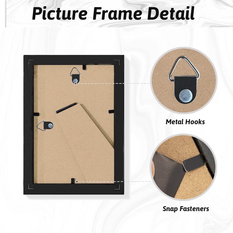 YCCXBW 4x6 Picture Frame Display Photo 3.5x5 and 2.5x3.5 With Mat Picture Frame Covered by Plexiglass Engineered Wood Frame For Table Top and Wall Mounting (Black, 4X6 MDF) - Image 4