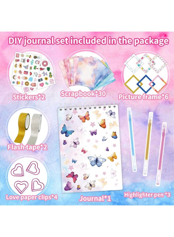 الأزرق جي دبليو DIY JOURNAL SET يوميات قصاصات ملصقات الأطفال DIY دفتر الأستاذ مجموعة صندوق الهدايا - Image 3