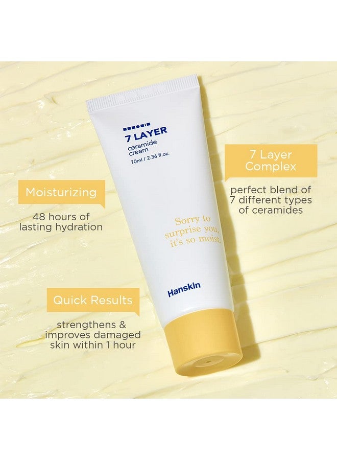 Hanskin 7 Layer Ceramide Cream Lasts For 48 Hours 2.4 Fl. Oz 70Ml Moisturizes Dry Skin Moisturizer For All Type Sensitive Skin Redness Boosting Calming Cream - Image 4