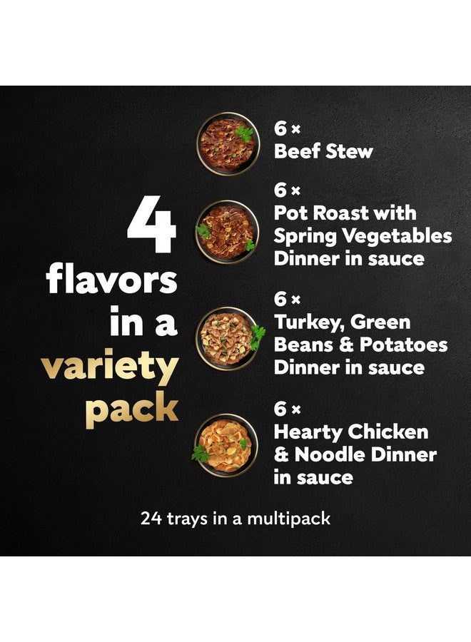 سيزار طعام الكلاب الرطب للكبار من هوم ديلايتس، لحم بقري مسلوق وخضروات، ولحم ديك رومي وبطاطس وفاصوليا خضراء، ودجاج ونودلز، عبوة متنوعة، 3.5 أونصة، صينية سهلة التقشير، عبوة من 24 قطعة - Image 2