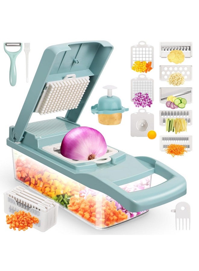 senbowe Ultra-Sharp 420-Grade Hardened Stainless Steel Onion Vegetable Chopper Dicer, 8 Interchangeable Blades, Includes Egg White Separator, Time Saver, 1 Year Warranty - Image 1