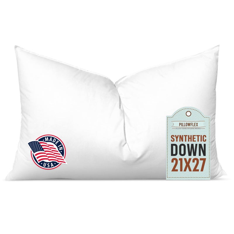 Pillowflex Synthetic Down Pillow Insert - 21x27 Down Alternative Pillow, Ultra Soft Oversized Standard Bed Sleeping Pillow, Large Rectangle Sham - 1 Decorative Pillow Form - Image 1