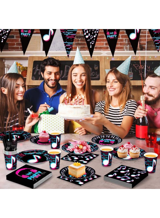 DYLIVeS Music Party Supplies, Hip Hop Themed Party Decorations Tableware Set Sing Birthday Party Supplies for Musician Include Bannner, Paper Plates, Cups, Napkins, Cutlery (Serves 24, Total 180pcs) - Image 5