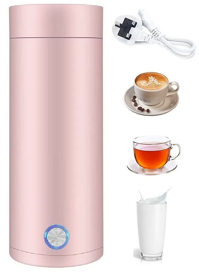 Portable Electric Kettle 400ml Travel Tea Kettle with Non stick Coating Double Wall Water Boiler Bottle Insulated Coffee Thermos Mug Fast Boil and Auto Shut Off Hot Water Heater 