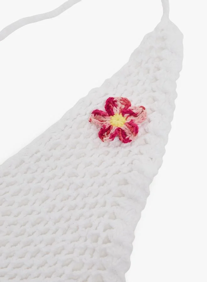 Styli White Crochet Bandana Head Scarf