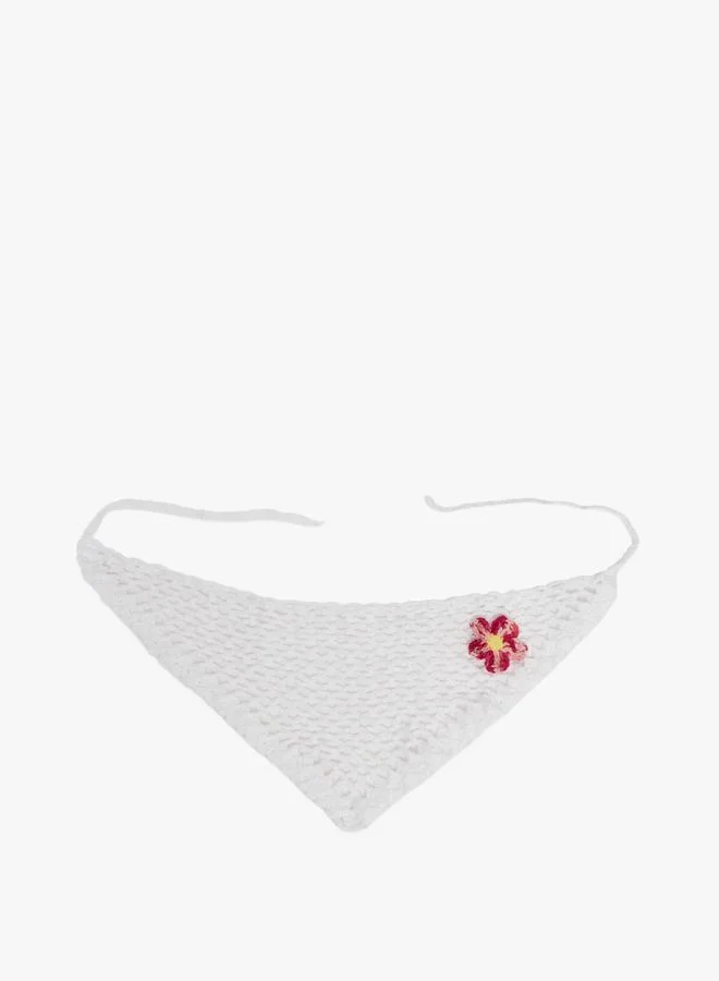 White Crochet Bandana Head Scarf