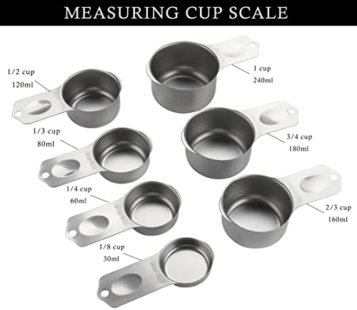 X-zrew Stainless Steel Measuring Cups Set of 7 Stackable Heavy Duty Measuring Cups for Dry and Liquid Ingredients - Image 3