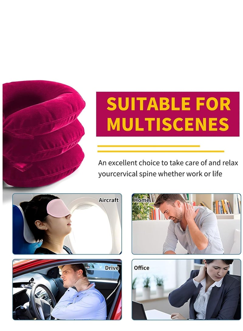 Zikra Travel Pillow, Cervical Neck Traction Device, Portable Neck Stretcher Cervical Traction Provide Neck Support and Neck Pain Relief, Neck Traction Devices for Home Use Neck Decompression (Rose Red) - Image 4