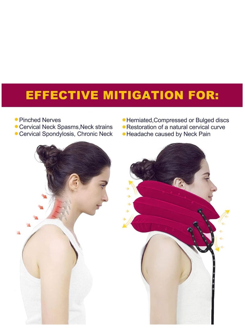 Zikra Travel Pillow, Cervical Neck Traction Device, Portable Neck Stretcher Cervical Traction Provide Neck Support and Neck Pain Relief, Neck Traction Devices for Home Use Neck Decompression (Rose Red) - Image 5