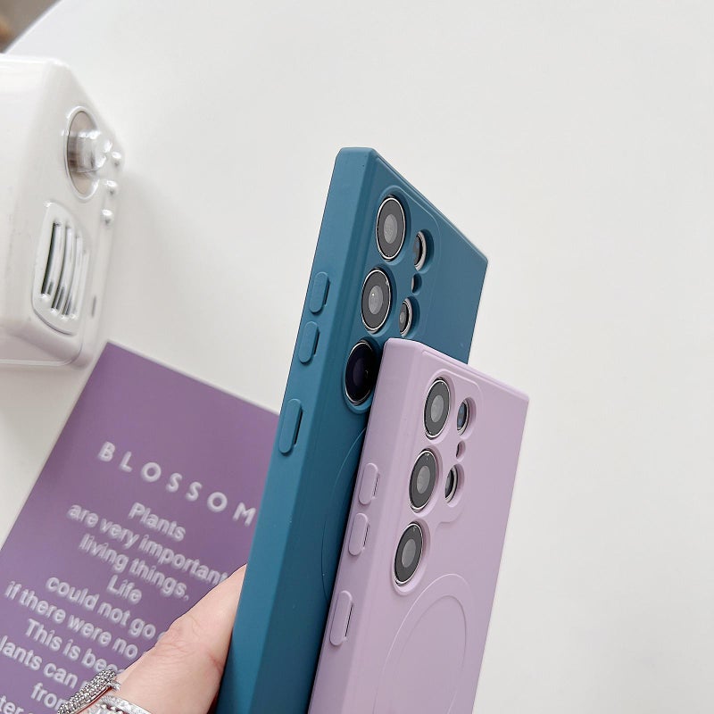 erorex For Huawei Mate 50 Pro Solid Color Liquid Silicone MagSafe Magnetic Phone Case(Lavender Grey) - Image 4