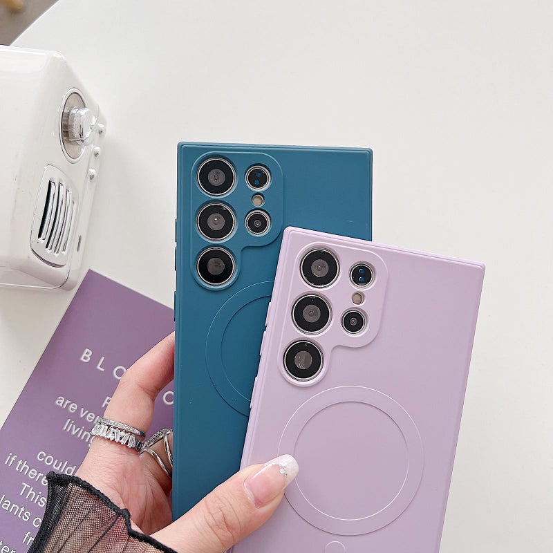 erorex For Huawei Mate 50 Pro Solid Color Liquid Silicone MagSafe Magnetic Phone Case(Lavender Grey) - Image 3