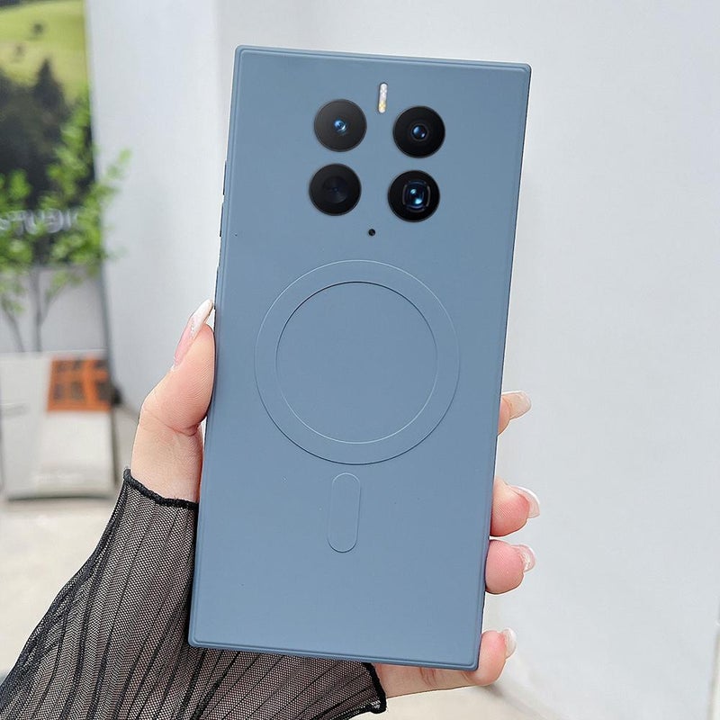 erorex For Huawei Mate 50 Pro Solid Color Liquid Silicone MagSafe Magnetic Phone Case(Lavender Grey) - Image 1