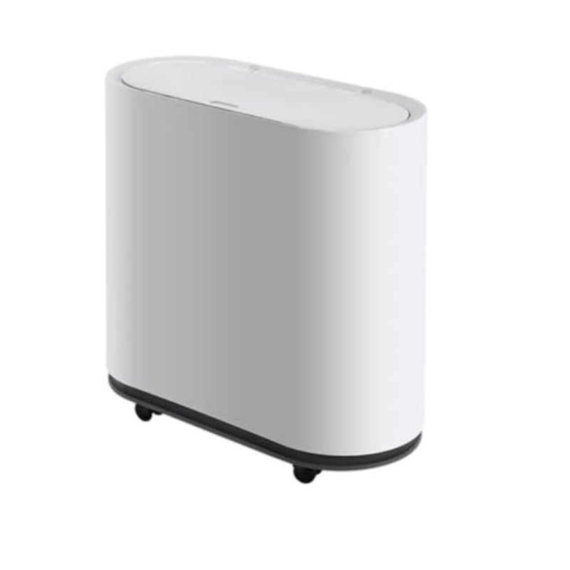 Slim Trash Bin Press-Top Lid Rolling Wheels and Removable Bucket 10L - Image 1