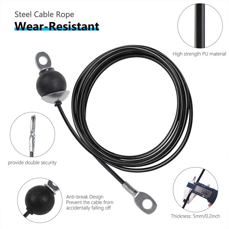 LFJ Replacement Gym Cable Fitness Pulley Cable Steel Wire Rope for Cable Machine Home Gym Weight Lift Pulley System (Fixed Length with Stopper, 118") - Image 2