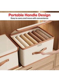 PRIME PICK PRIME PICK Storage Box XXL Cloth Organiser Pack 1 clothes organizer Oxford Material covered Wardrobe Organizer for Storage Foldable Washable Box with Lid Metal Frame Handles Ideal for Almirah Drawer  - Image 2