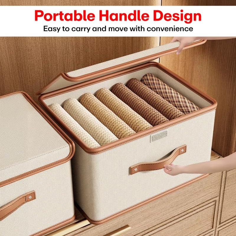 PRIME PICK Storage Box XXL Cloth Organiser Pack 1 clothes organizer Oxford Material covered Wardrobe Organizer for Storage Foldable Washable Box with Lid Metal Frame Handles Ideal for Almirah Drawer - Image 2