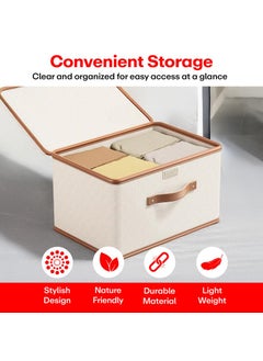 PRIME PICK PRIME PICK Storage Box XXL Cloth Organiser Pack 1 clothes organizer Oxford Material covered Wardrobe Organizer for Storage Foldable Washable Box with Lid Metal Frame Handles Ideal for Almirah Drawer  - Image 5