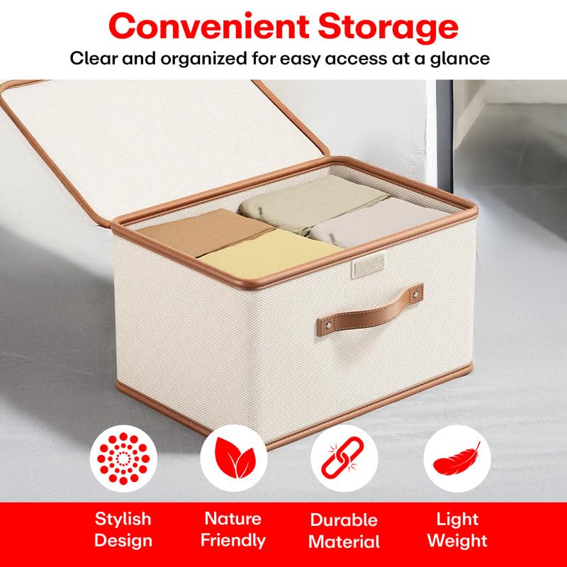 PRIME PICK Storage Box XXL Cloth Organiser Pack 1 clothes organizer Oxford Material covered Wardrobe Organizer for Storage Foldable Washable Box with Lid Metal Frame Handles Ideal for Almirah Drawer - Image 5