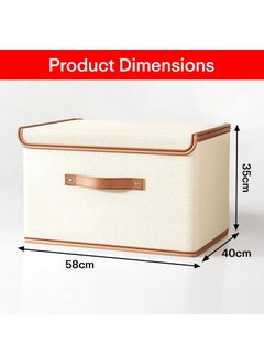 PRIME PICK PRIME PICK Storage Box XXL Cloth Organiser Pack 1 clothes organizer Oxford Material covered Wardrobe Organizer for Storage Foldable Washable Box with Lid Metal Frame Handles Ideal for Almirah Drawer  - Image 3
