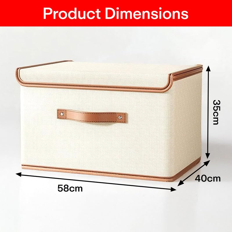 PRIME PICK Storage Box XXL Cloth Organiser Pack 1 clothes organizer Oxford Material covered Wardrobe Organizer for Storage Foldable Washable Box with Lid Metal Frame Handles Ideal for Almirah Drawer - Image 3
