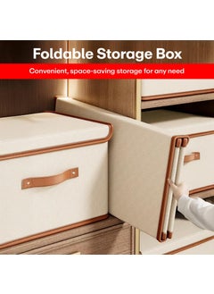 PRIME PICK PRIME PICK Storage Box XXL Cloth Organiser Pack 1 clothes organizer Oxford Material covered Wardrobe Organizer for Storage Foldable Washable Box with Lid Metal Frame Handles Ideal for Almirah Drawer  - Image 4