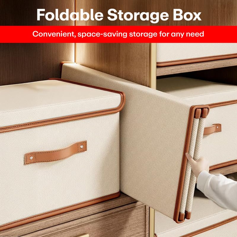 PRIME PICK Storage Box XXL Cloth Organiser Pack 1 clothes organizer Oxford Material covered Wardrobe Organizer for Storage Foldable Washable Box with Lid Metal Frame Handles Ideal for Almirah Drawer - Image 4