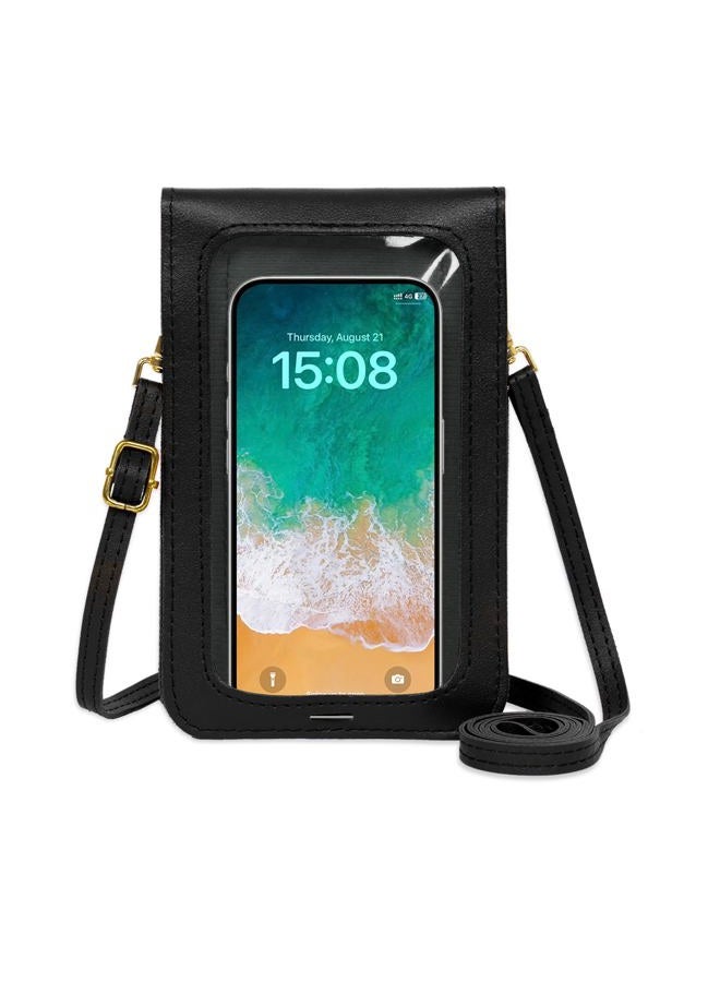Toptime Small Cross Body Bag Women, PVC Touch Screen Phone Bags for Women Crossbody, Lightweight Phone Handbag with Adjustable Strap, Leather Ladies Shoulder Bag for Phones Under 6.7 In (Black) - Image 1