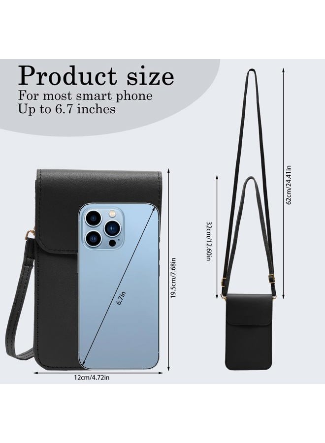 Toptime Small Cross Body Bag Women, PVC Touch Screen Phone Bags for Women Crossbody, Lightweight Phone Handbag with Adjustable Strap, Leather Ladies Shoulder Bag for Phones Under 6.7 In (Black) - Image 3