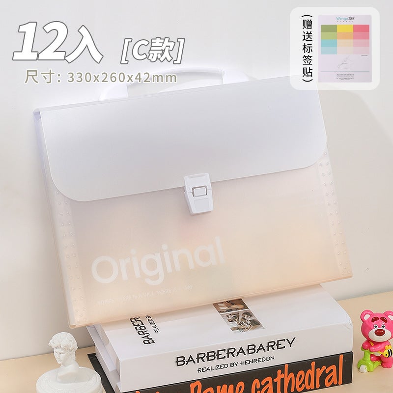 Generic Wengu 12-Pack Gradient A4 Accordion Bag Multi-Layer Organizer Light color powder C 