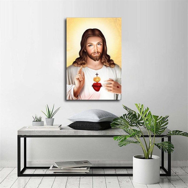 FireDeer Catholic Jesus Poster Print On Canvas Painting Christian God Pictures for Living Room No Frame (Sacred Heart of Jesus-5,16x24inch) - Image 5