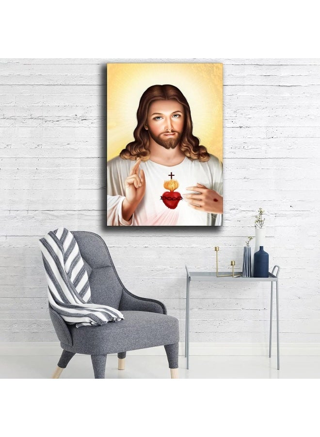 FireDeer Catholic Jesus Poster Print On Canvas Painting Christian God Pictures for Living Room No Frame (Sacred Heart of Jesus-5,16x24inch) - Image 4