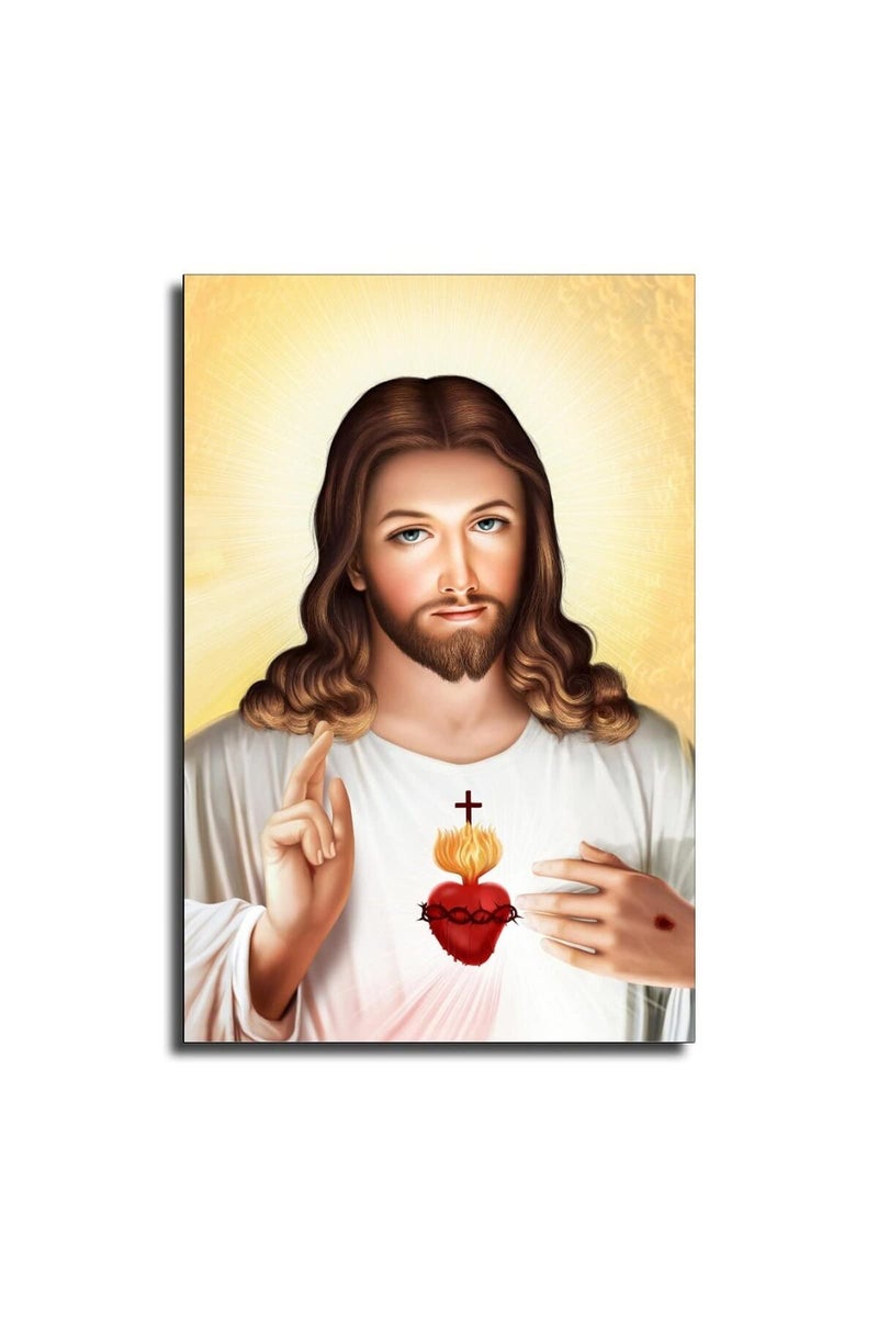 FireDeer Catholic Jesus Poster Print On Canvas Painting Christian God Pictures for Living Room No Frame (Sacred Heart of Jesus-5,16x24inch) - Image 1