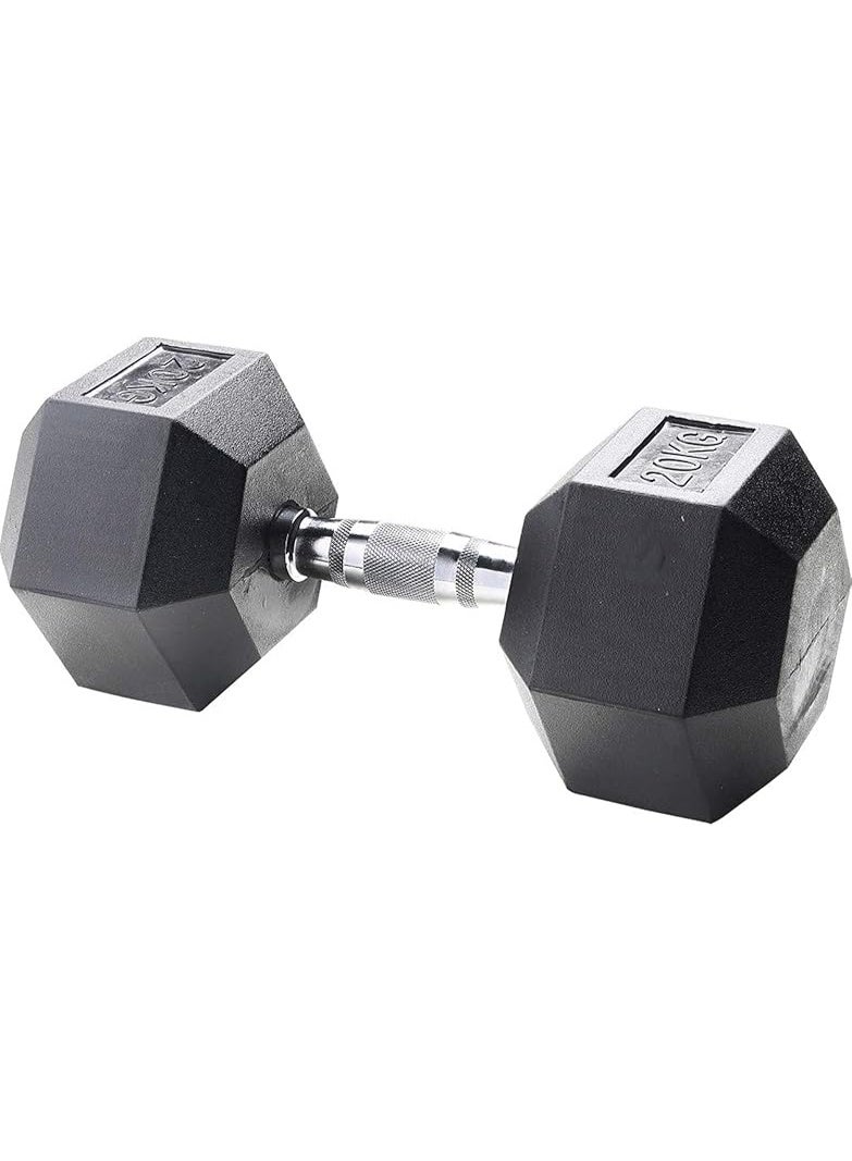 بودي سكلبتشر دمبل سداسي مطاطي ثابت 20 كغ – ثابت، متين وأساسي لأي صالة منزلية - Image 5