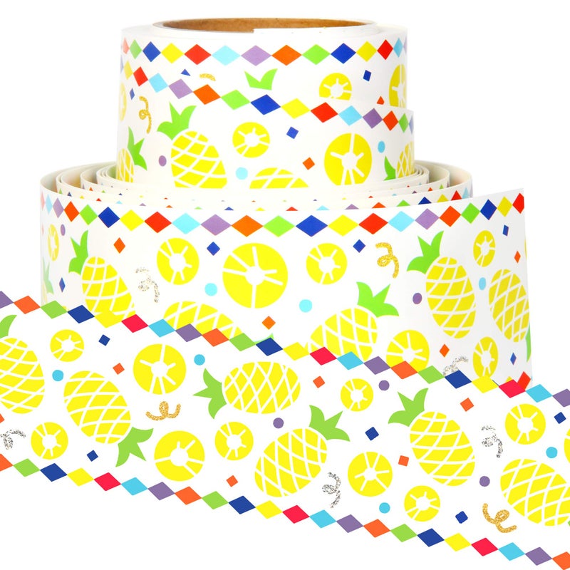 Youngever 52.5 ft Bulletin Board Borders for Classroom Decoration, Pineapple Summer Theme Straight Border Trim - Image 1
